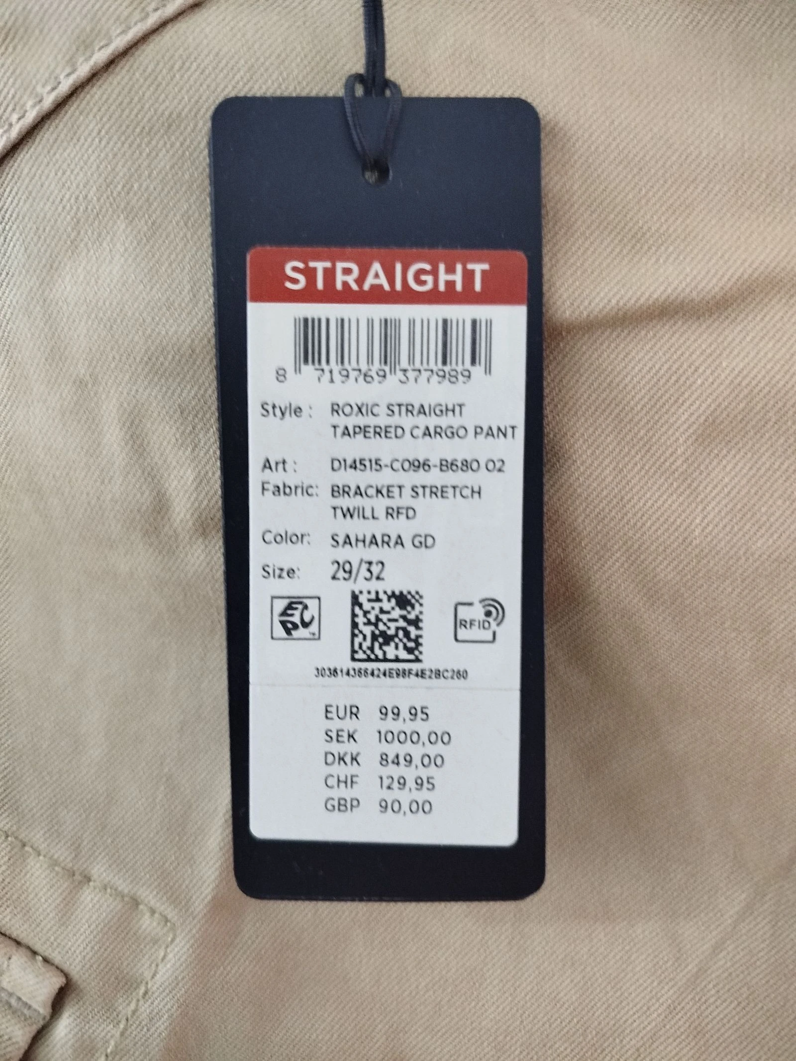 Pantalon cargo reto conico G-Star RAW Roxic, tingido em peca Sahara – photo 6